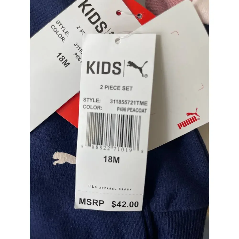 Puma Childrens Kids Girls Blue Lilac Sweatshirt Jogger Pants 2 pc Set 18 months - Picture 5 of 10